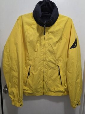 Nautica Yellow Hooded Windbreaker Vintage Size Med